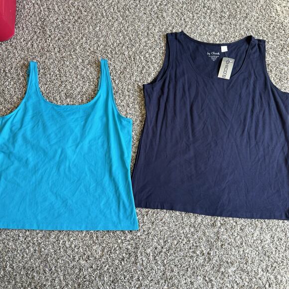 Chico's Tank Top 2 Lots size 2 US Large Blue Basic Layer Knit Career Casual NEW - Picture 2 of 6